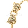 Green Cubic Zirconia Double Leopard Open Cuff Bangle BJEW-B054-20G-2