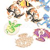 10Pcs Alloy Enamel Pendants X-ENAM-P268-01G-2