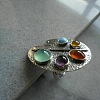 Adjustable Alloy with Resin Finger Rings RJEW-Z120-01AS-1
