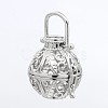 Round Brass Hollow Cage Pendants KK-P026-09P-NR-1