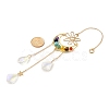 Chakra Natural & Synthetic Gemstone Beaded Wrapped Brass Moon Hanging Suncatchers HJEW-TA00287-3