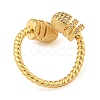 Brass Micro Pave Cubic Zirconia Open Finger Ring RJEW-C069-07G-3