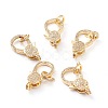 Brass Micro Pave Clear Cubic Zirconia Lobster Claw Clasps ZIRC-I043-37G-1
