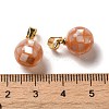 Natural Pink Shell Dyed Round Charms SSHEL-H071-01G-04-3