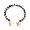 Glass Round Beaded Cuff Bangles BJEW-JB09964-04-1