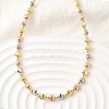 4MM Three-color Brass Textured Round Beaded Necklaces for Women NJEW-D314-12PG-1