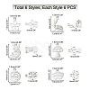 DICOSMETIC 36Pcs 6 Style 201 Stainless Steel Charms STAS-DC0006-30-5