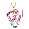 Alloy Resin Heart Keychains KEYC-TADJ0002-01G-W-3