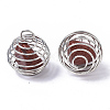 Iron Wrap-around Spiral Bead Cage Pendants IFIN-R239-11P-3