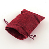 Polyester Imitation Burlap Packing Pouches Drawstring Bags X-ABAG-R004-14x10cm-06-2