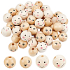 52Pcs 2 Style Spray Painted Natural Wood Beads WOOD-PH0002-24-1