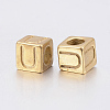 304 Stainless Steel Large Hole Letter European Beads X-STAS-H428-01G-U-2