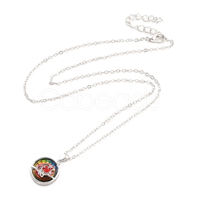 Bird Donut Pendant Necklace for Women NJEW-I113-14P-1