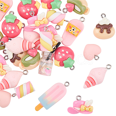 30Pcs 2 Styles Ocean Theme Opaque Resin Pendants RESI-SC0036-48-1