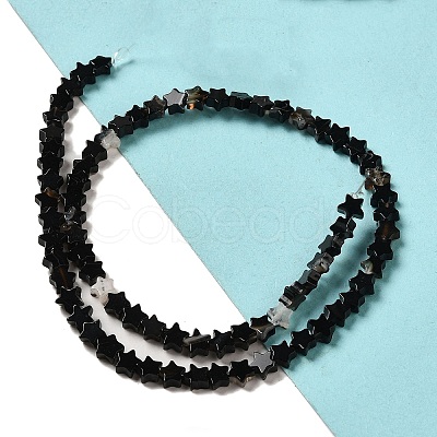 Dyed & Heated Natural Black Agate Beads Strands G-G085-B42-01-1