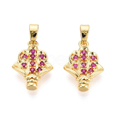 Brass Micro Pave Cubic Zirconia Pendants KK-N257-70G-1