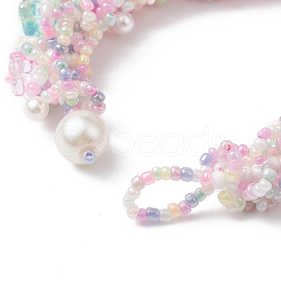 Flower Glass Seed Braided Beaded Bracelets BJEW-MZ00059-1