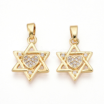 Brass Micro Pave Cubic Zirconia Pendants KK-T070-60G-1