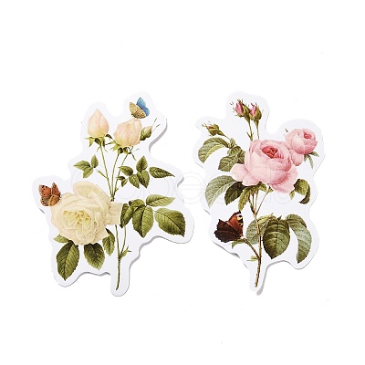 50Pcs Cartoon Flower Paper Sticker Label Set X-DIY-G066-05-1