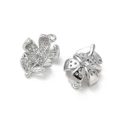 Brass Micro Pave Clear Cubic Zirconia Pendants KK-P355-02P-1