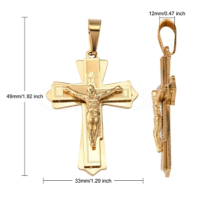 Golden 304 Stainless Steel Crucifix Cross Big Pendants for Easter STAS-V0493-79B-1