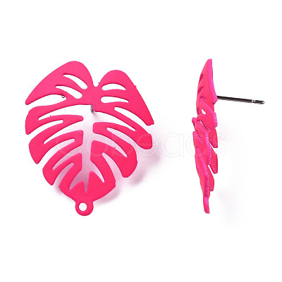 Spray Painted Iron Stud Earring Findings IFIN-N008-019-B01-1
