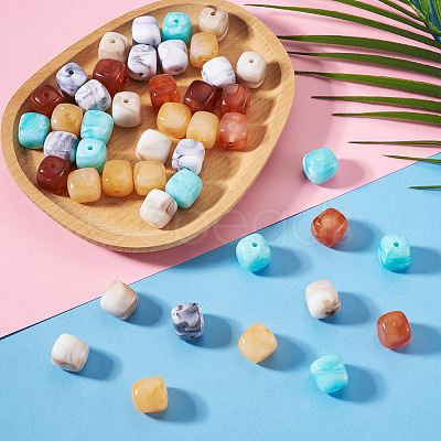 50Pcs 5 Colors Opaque Acrylic Beads OACR-TA0004-97-1
