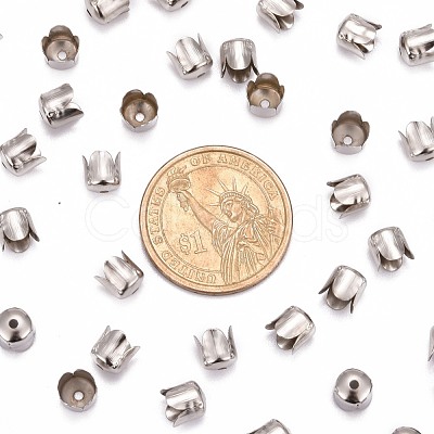 Platinum Iron Flower Bead Caps X-IFIN-015Y-N-1