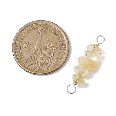 10Pcs 5 Styles Constellation Natural Rose Quartz & Citrine & Golden Sheen Obsidian & South Red Agate & White Moonstone Copper Wire Wrapped Chip Beaded Connector Charms PALLOY-JF02905-10-1