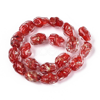 Handmade Gold & Silver Foil Glass Beads FOIL-N030-02G-1
