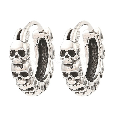 Skull Theme 316 Surgical Stainless Steel Hoop Earrings for Women Men EJEW-D096-04D-AS-1