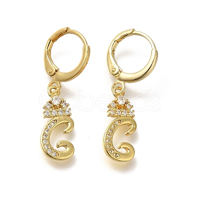 Brass Clear Cubic Zirconia Hoop Earrings EJEW-M045-01C-1