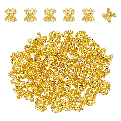 60Pcs Rack Plating Flower Brass Beads FIND-UN0016-26-1