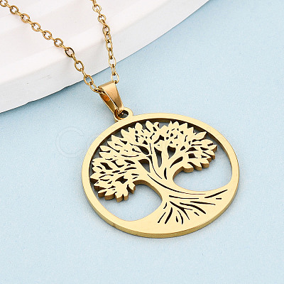 304 Stainless Steel Pendant Necklaces NJEW-T018-58G-1