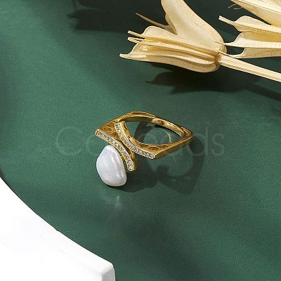 Natural Pearl Finger Rings RJEW-P113-05G-1