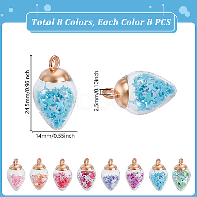64Pcs 8 Colors Glass Pendants GGLA-GA0001-07A-1