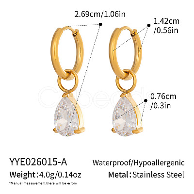 304 Stainless Steel Pave Cubic Zirconia Hoop Dangle Earrings for Women EU1593-1-1