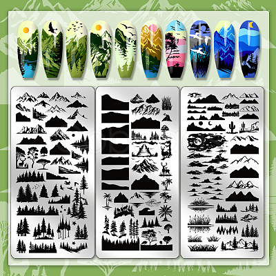 Stainless Steel DIY Nail Art Templates MRMJ-WH0092-187-1