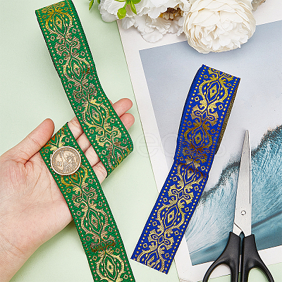 14M 2 Colors Ethnic Style Embroidery Polyester Ribbons OCOR-PH0002-05-1