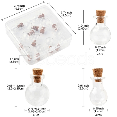 12Pcs 3 Styles Glass Bottles AJEW-FS0001-20-1
