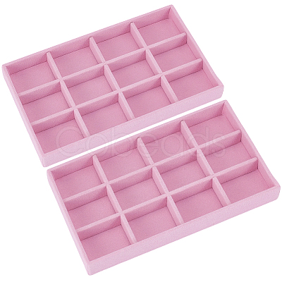 2Pcs 12 Grids Rectangle Velvet Display Trays ODIS-SP0001-18A-1