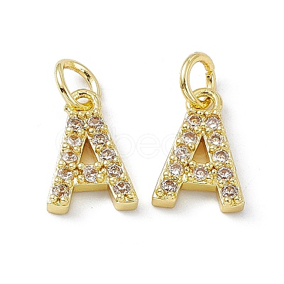 Real 18K Gold Plated Brass Micro Pave Clear Cubic Zirconia Charms KK-E068-VB452-A-1