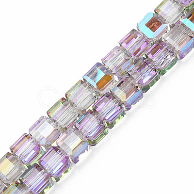 Electroplate Transparent Glass Beads Strands EGLA-N002-28-C05-1