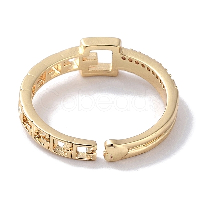 Brass Micro Pave Cubic Zirconia Cuff Rings RJEW-G310-09G-1