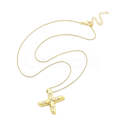 Brass & Plastic Pearl Letter Pendant Box Chain Necklaces for Women NJEW-U017-01G-24-1