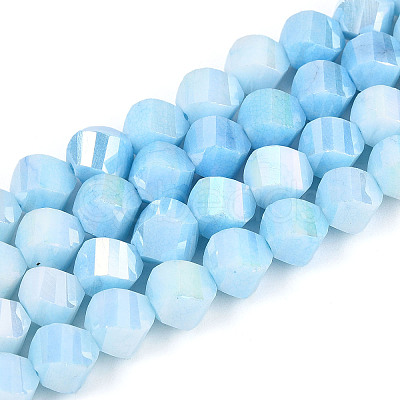 Anti-Tarnish Electroplate Glass Beads Strands GLAA-T025-8mm-14B-1