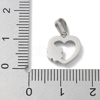 304 Stainless Steel Micro Pave Cubic Zirconia Pendants STAS-Z107-04P-09-1