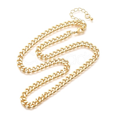 Brass Cuban Link Chain Necklaces for Women NJEW-U022-01G-1