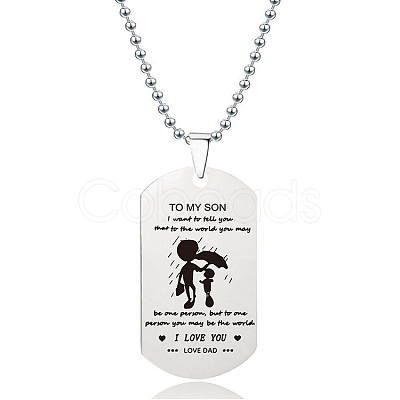 201 Stainless Steel To My Son Dog Tag Pendant Ball Chain Necklaces FS-WG527E6-11-1