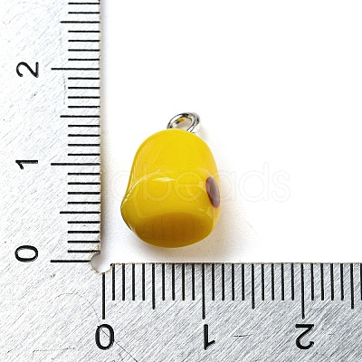 Opaque Resin Chick Charms with Platinum Plated Iron Loops X1-FIND-M012-03-1